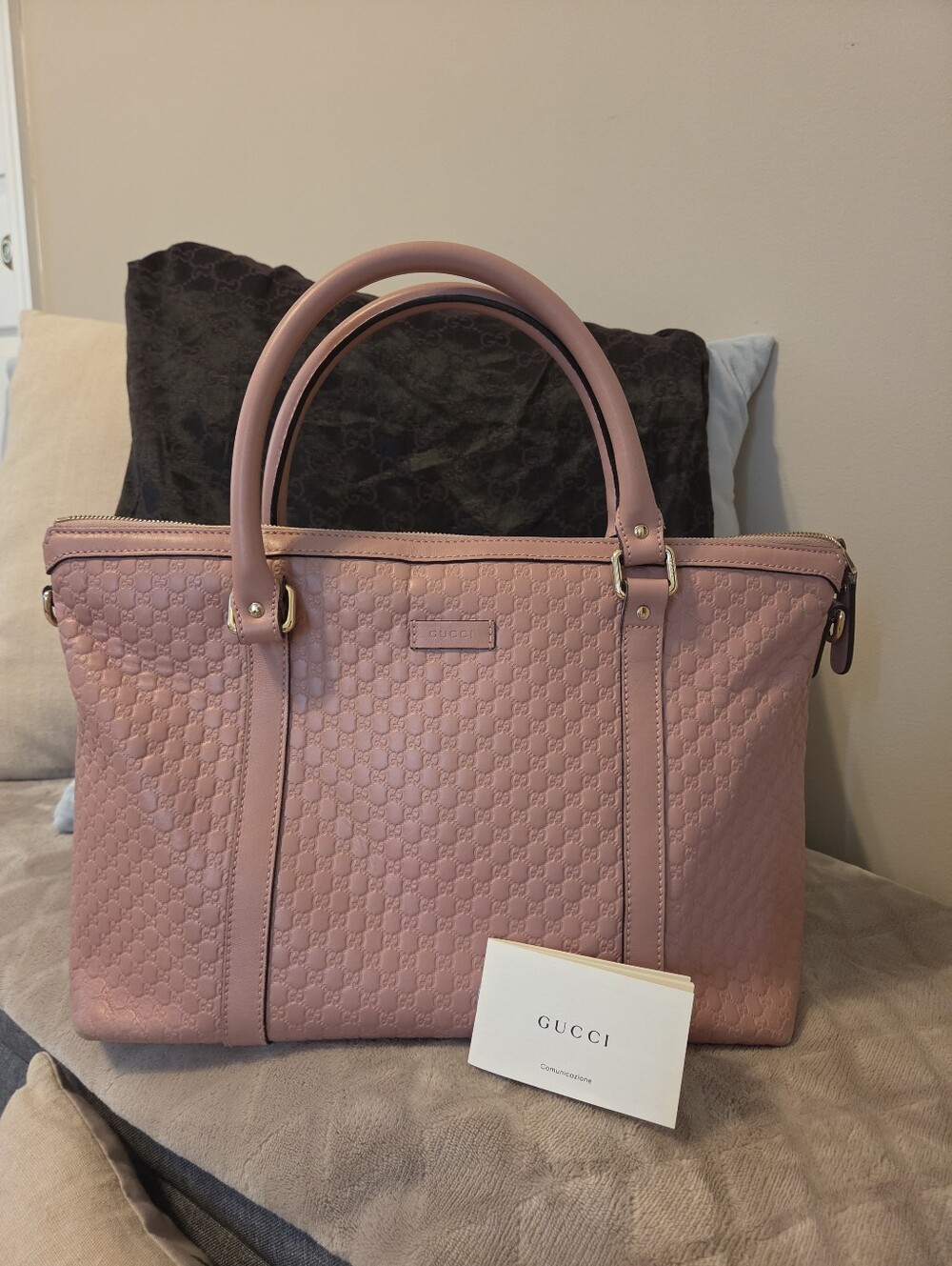 Gucci Pink Microguccissima Leather Tote Size Meduim